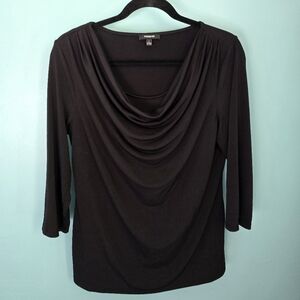 Black Cowl Neck 3/4 Sleeve Blouse